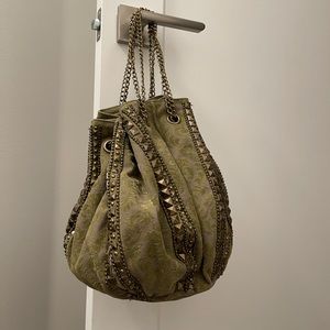 Boho Army Green Studded Chain Handbag